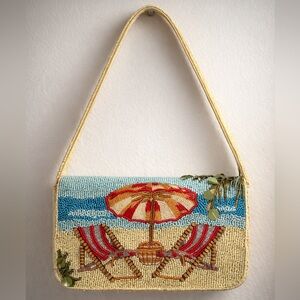Beach Chairs & Umbrella Beaded Bag